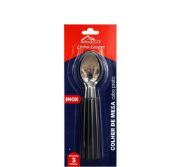 COLHER P/MESA INOX CABO PTO C/3PÇS MR393